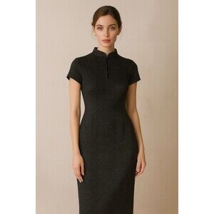 Harlow Nites Black Mock Neck Floral Jacquard‎ Maxi Dress Sz 6 whimsigoth USA